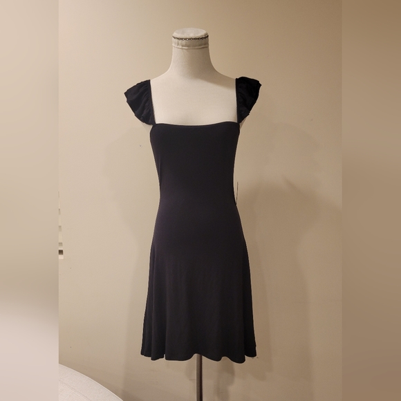 SOLD Lulus You Go Twirl Black Ruffled Skater Mini Dress LBD small USA made - Picture 5 of 12